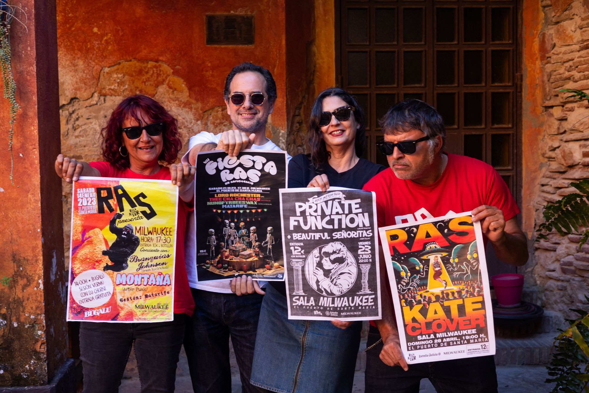 Silvia Franco, Sergio Rejano, Sara González y Raúl Silva, de la asociación Rock Action Sur en El Puerto.