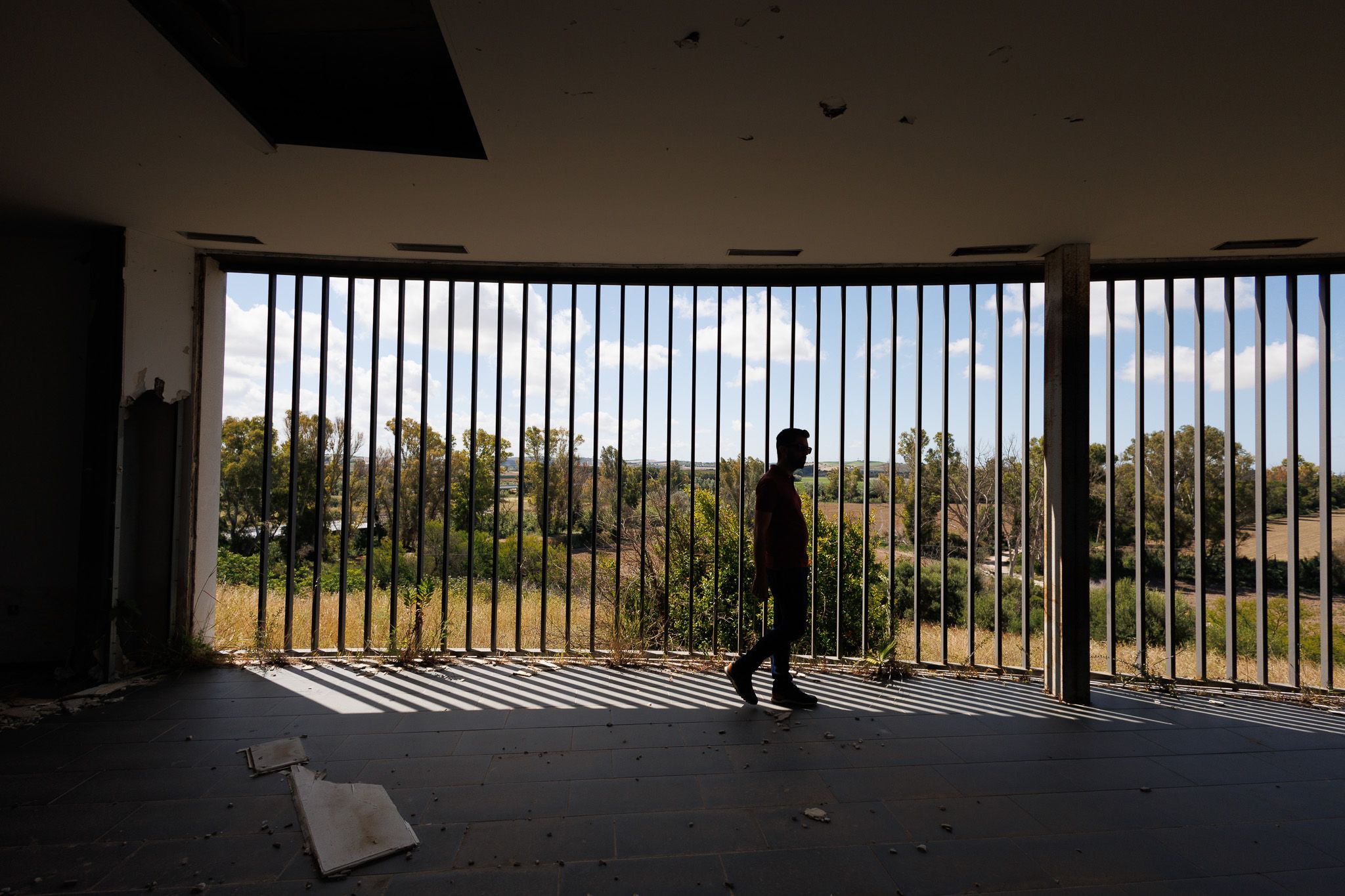 Río Guadalete. Imagen reciente del estado del inacabado (y vandalizado) centro de interpretación.
