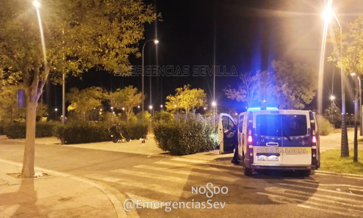 Agentes de la Policía Local en la zona de Palmas Altas de Sevilla.