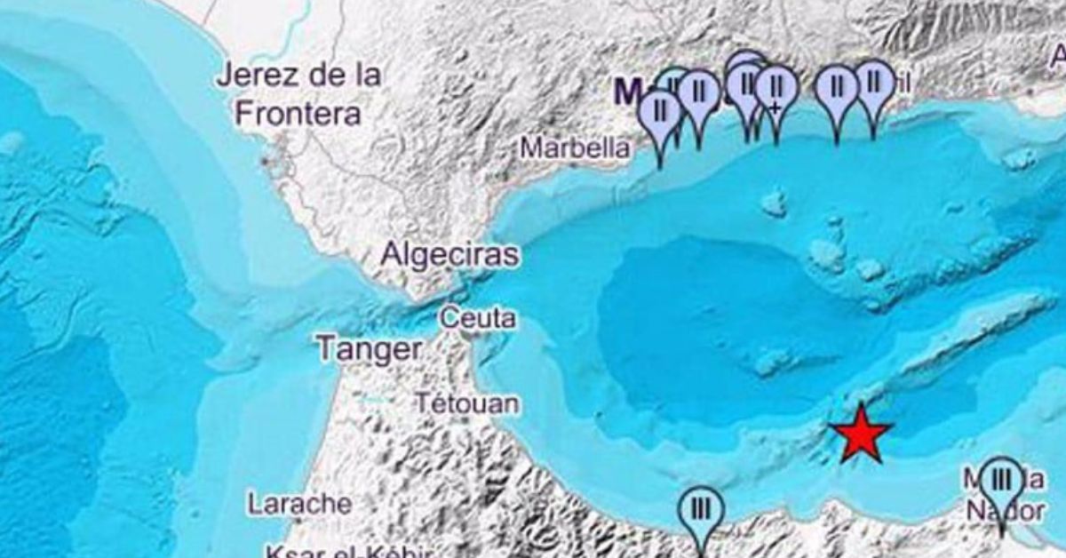 Mapa de las zonas donde se ha notado el terremoto.