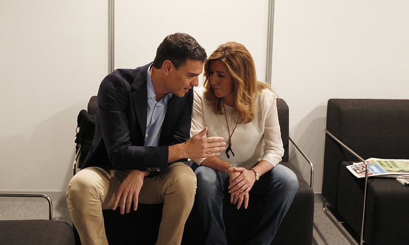 Pedro Sánchez y Susana Díaz, en una imagen de archivo, previa a la pandemia. FOTO: PSOE