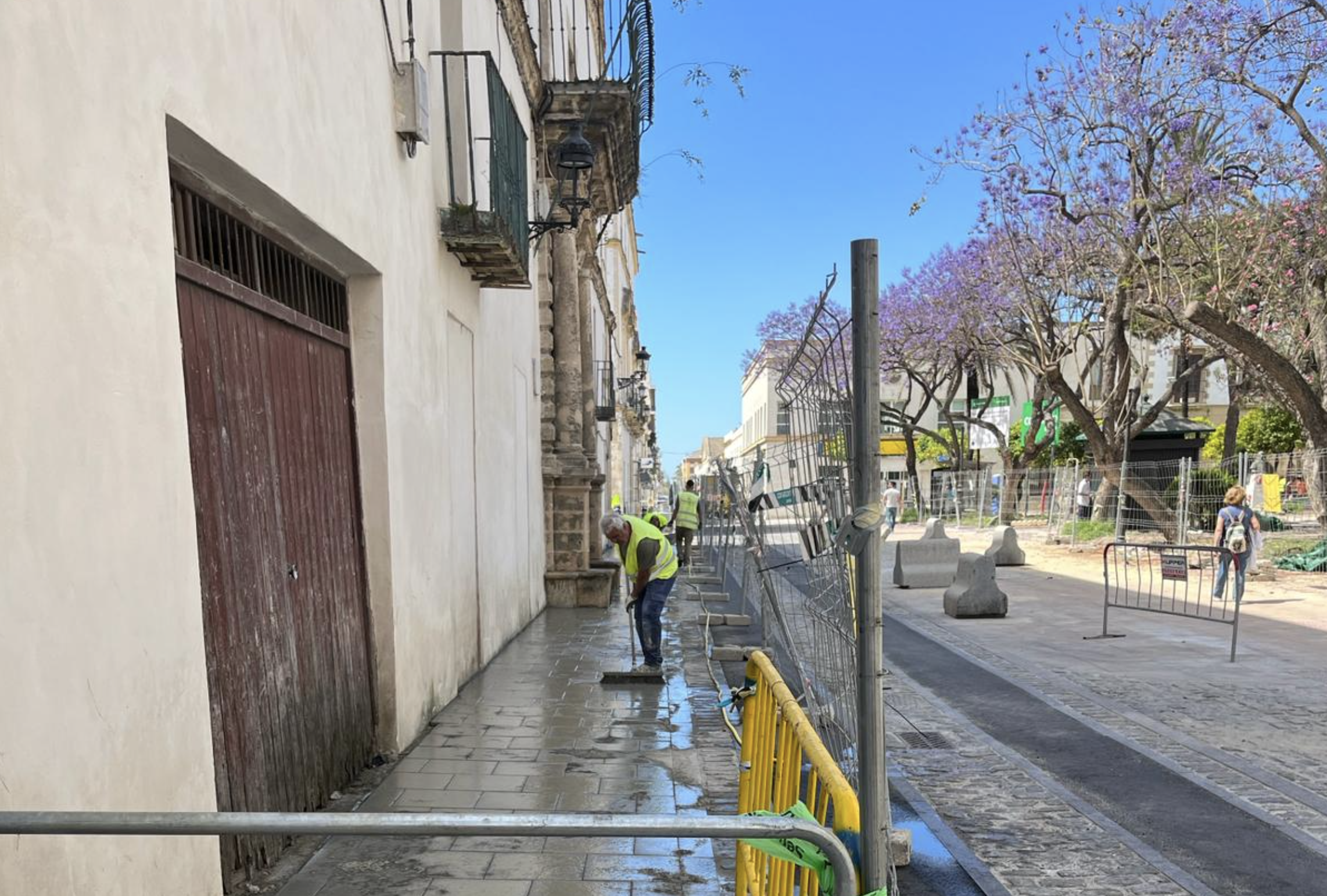 Obras en la plaza del Polvorista en El Puerto en una imagen reciente.