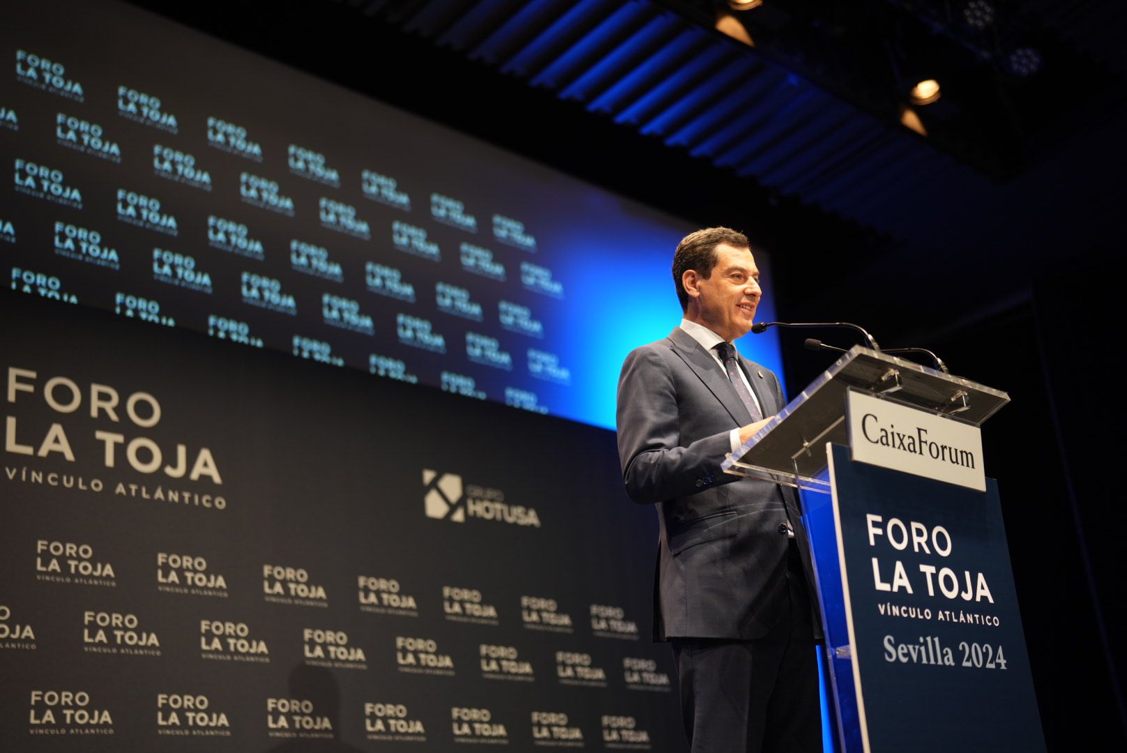 Juanma Moreno en el acto de este miércoles.