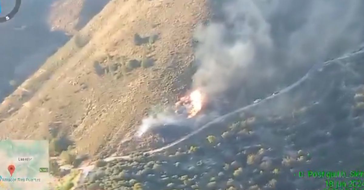 Incendio que se ha declarado en el término municipal de Lanjarón.