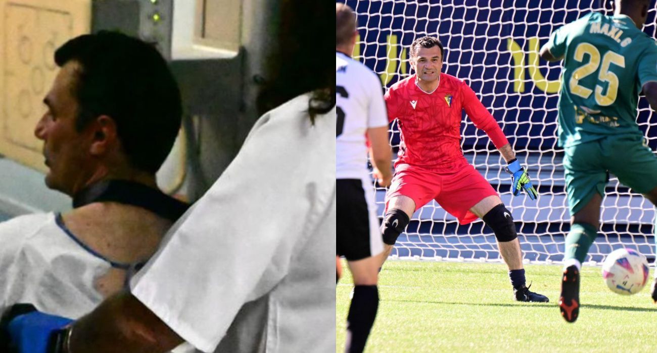 Bruno García, en el Puerta del Mar y defendiendo la portería. Bruno García, en el Puerta del Mar y defendiendo la portería.