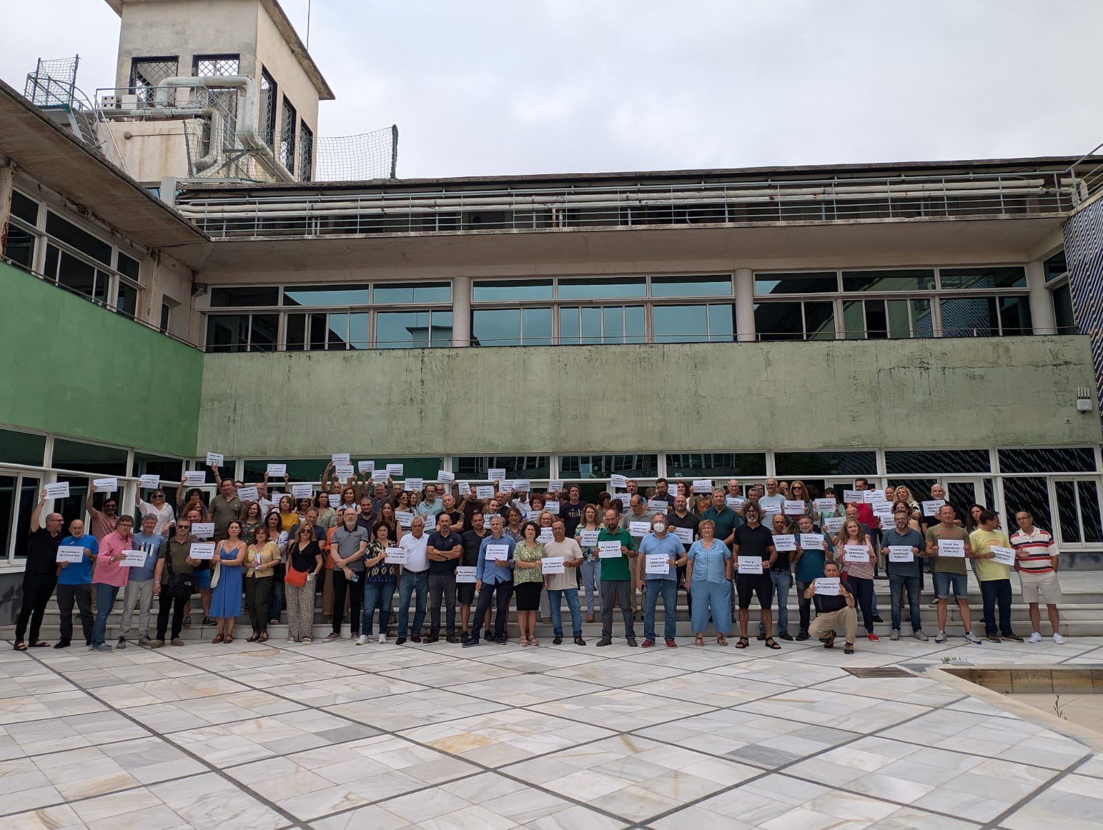 Imagen de la protesta de los trabajadores de Canal Sur.