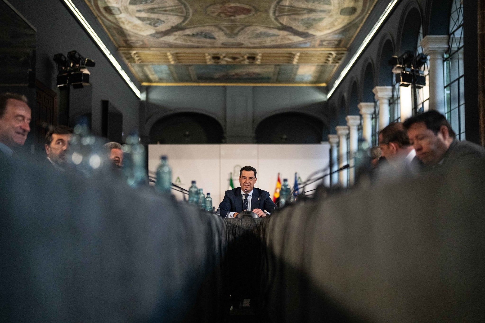 Juanma Moreno, en una recepción en el Palacio de San Telmo, sede de la Junta.