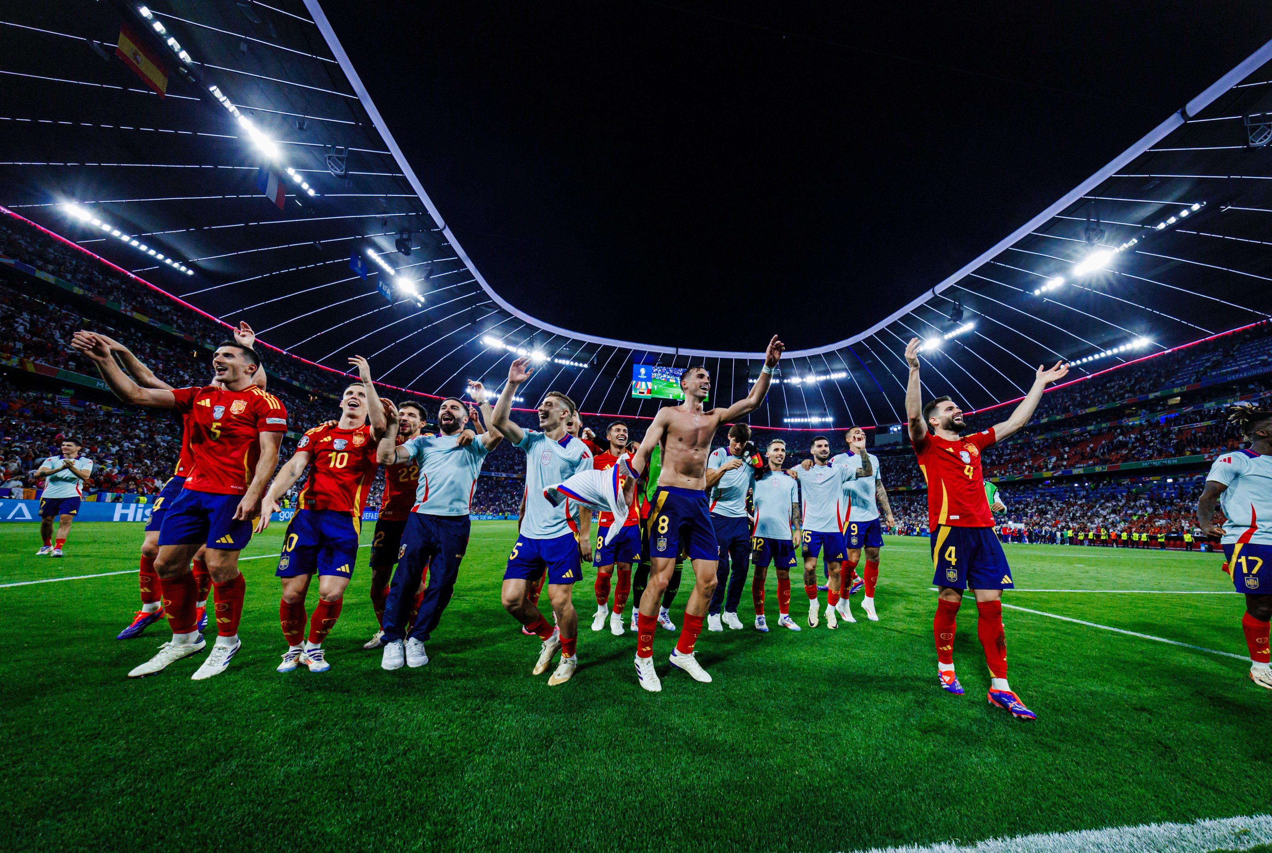 La celebración de España tras meterse en la final de este domingo.