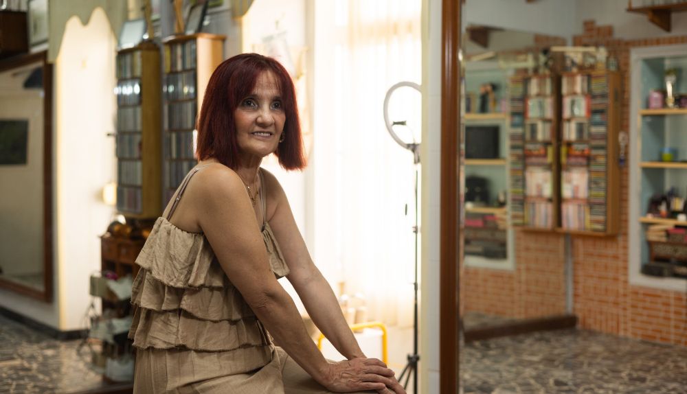 María José, en el local de ensayo.