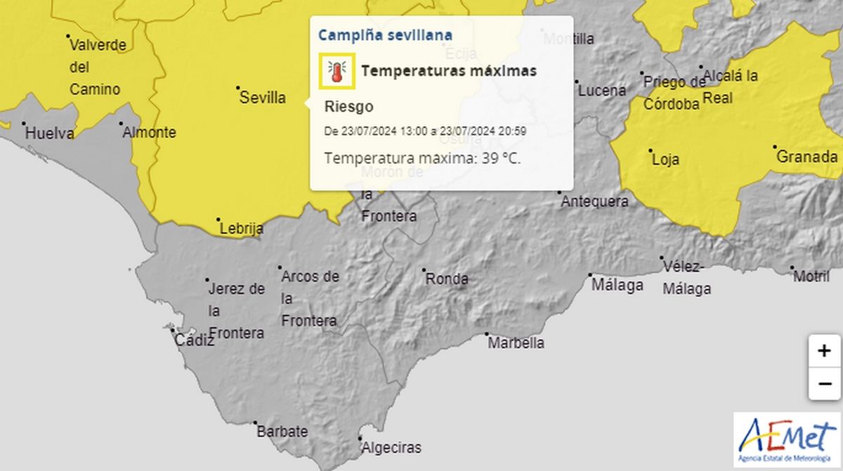 El próximo martes, Aemet sube el nivel amarillo a varias comarcas de Andalucía.