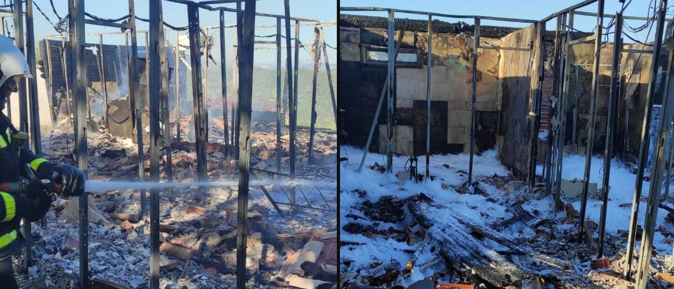 Estado en que quedó la planta superior de la vivienda en Algar.