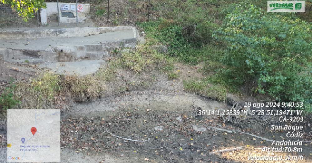 Imagen divulgada por Verdemar con el arroyo sin caudal.