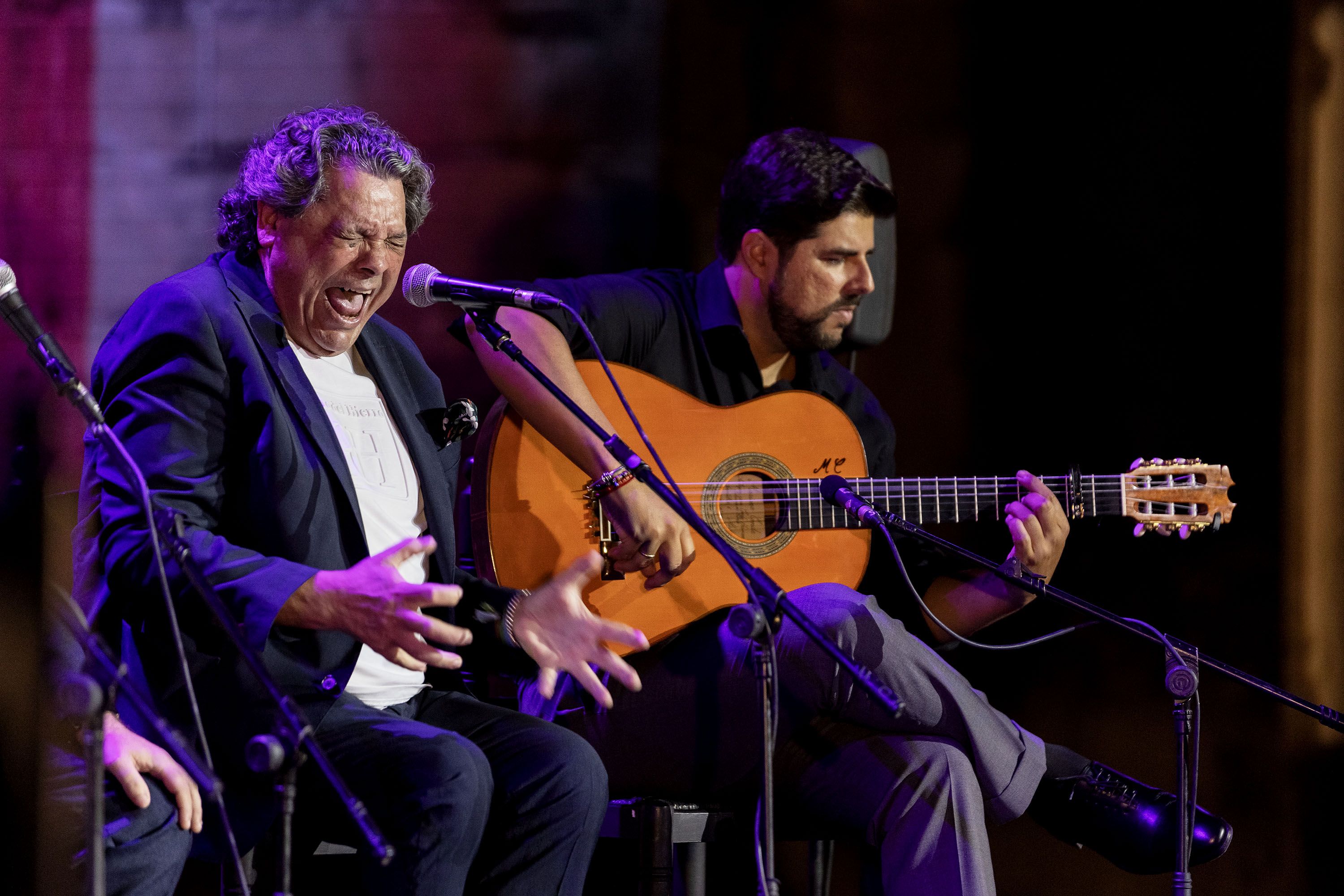 Joaquín 'El Zambo', junto a Manuel Valencia, en la Fiesta de la Bulería de 2024.