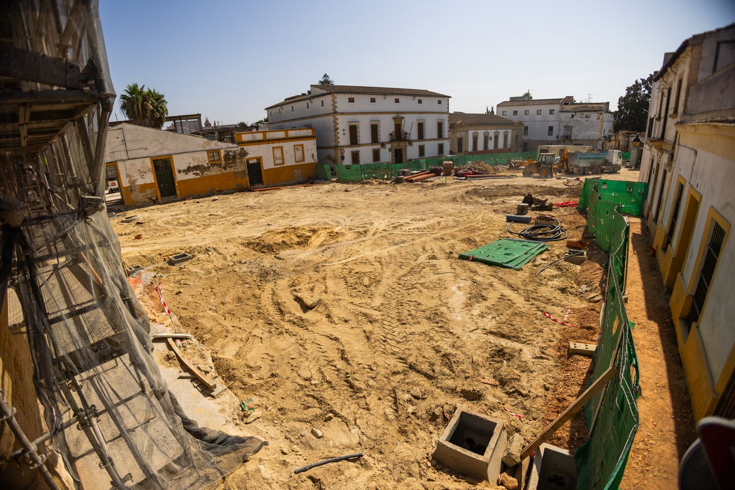 Vista aerea de la plaza del Mercado desde el palacio de Riquelme