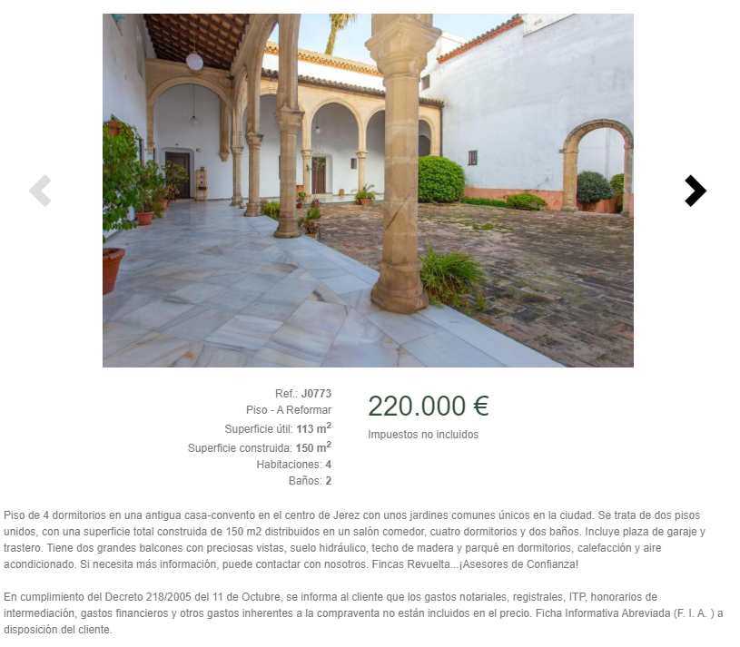 La propia inmobiliaria Fincas Revuelta ofrece inmuebles con un precio por metro cuadrado en el centro más asequible, como este convento, pero a reformar.