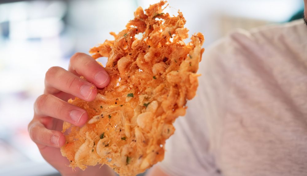 Tortilla de camarones de Casa Balbino.