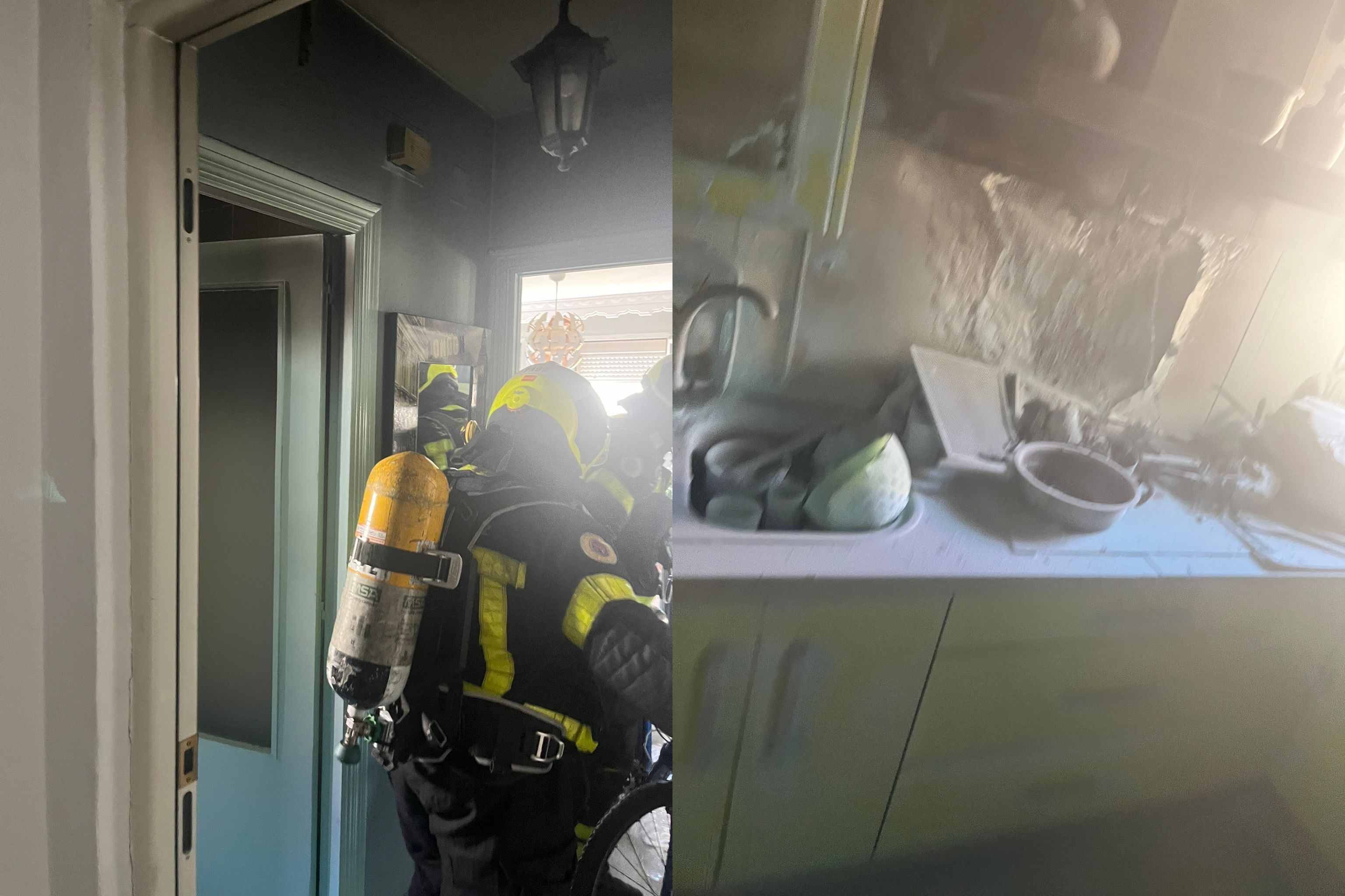 La actuación de los bomberos en el suceso ocurrido en una quinta planta en Jerez.