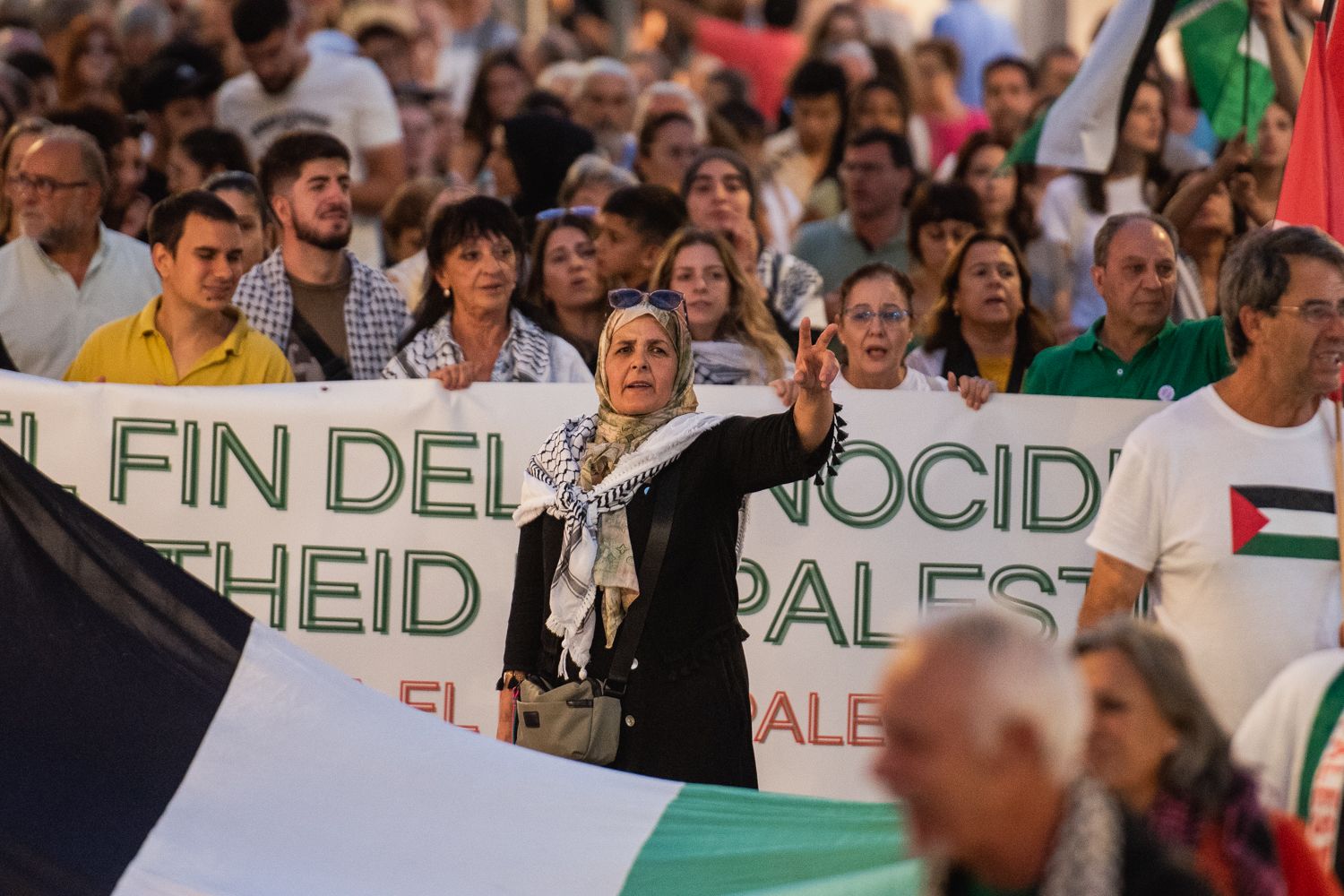 Una manifestación pidiendo el fin del genocidio de Israel en Palestina. Una manifestación pidiendo el fin del genocidio de Israel en Palestina.