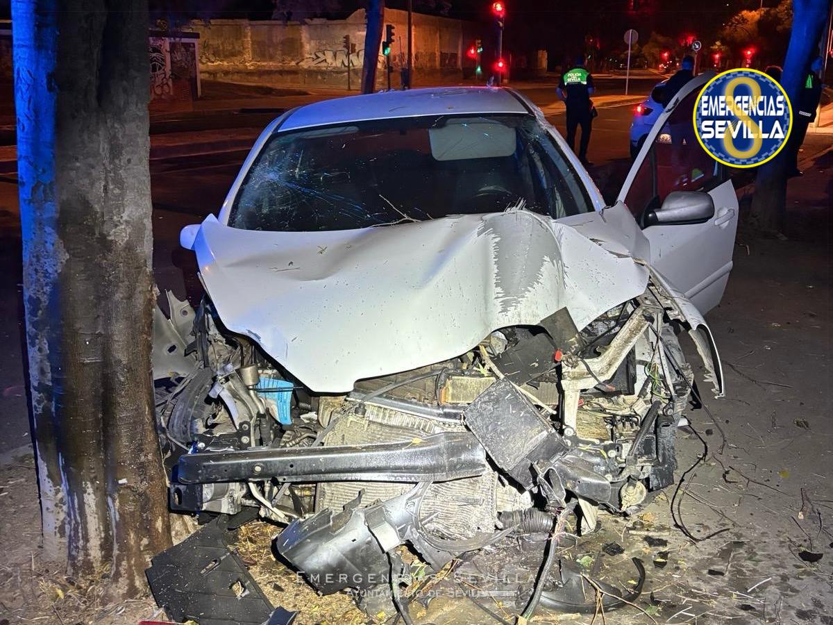 Así quedó el coche de la joven conductora.