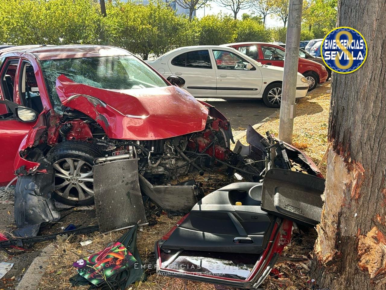 Así quedó el coche del conductor huido.