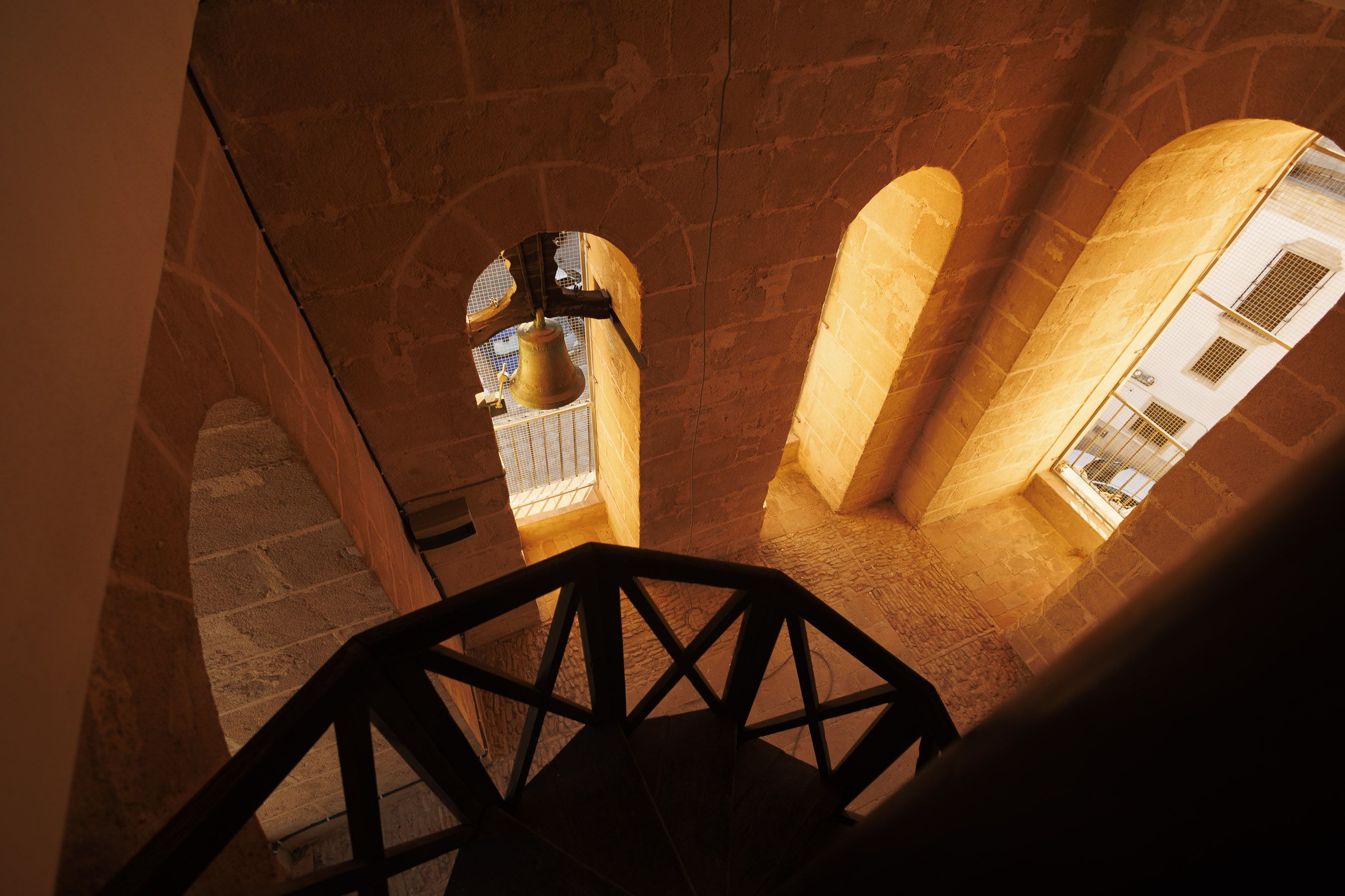 El interior del campanario, que presenta un magnífico estado.  