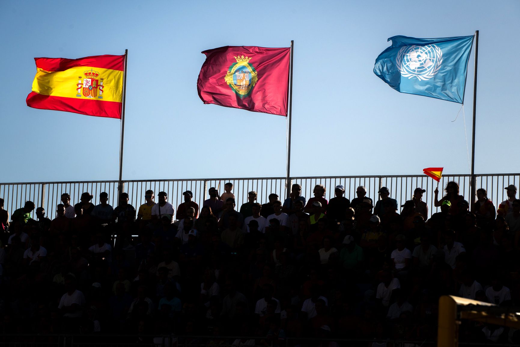 España e Inglaterra de fútbol playa, jugando en la Victoria de Cádiz