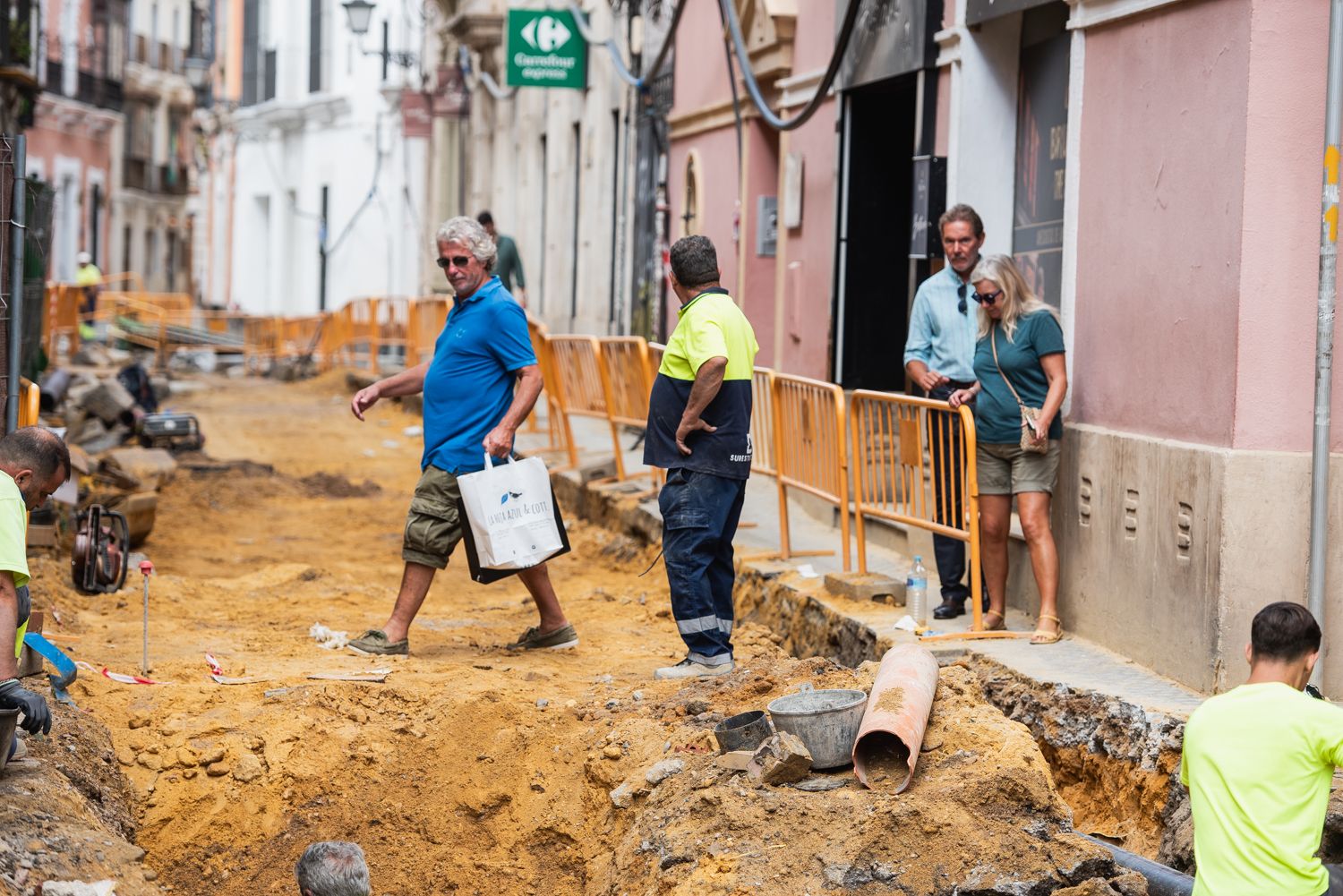 Obras en el centro de Sevilla, en una imagen de archivo.