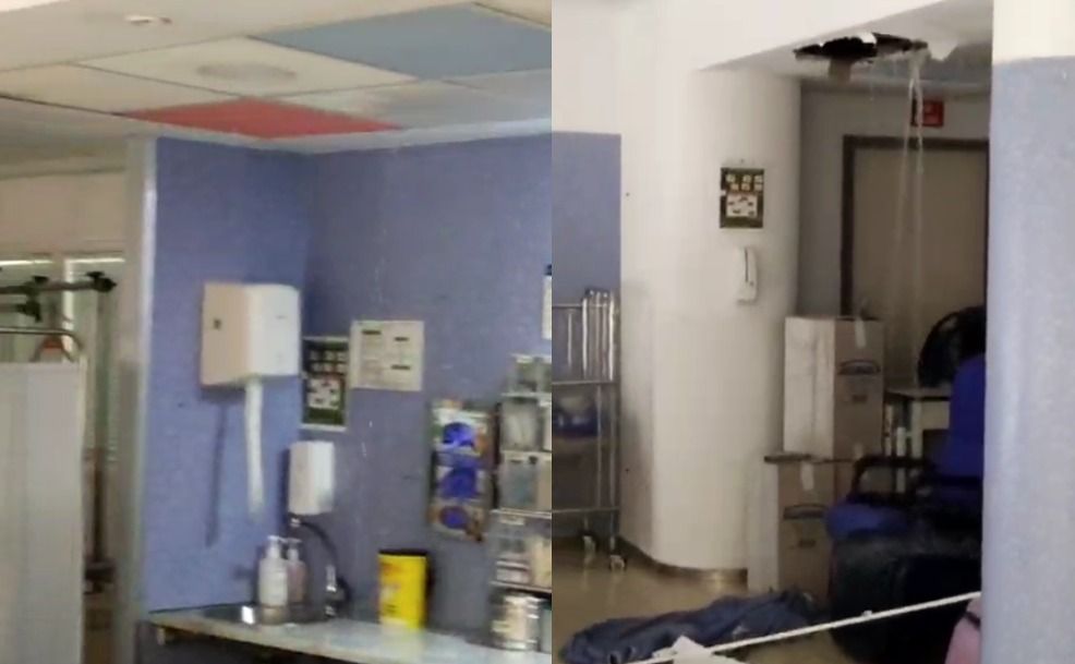 Capturas del vídeo que alude a supuestas inundaciones por lluvias en las Urgencias Pediátricas de Jerez.