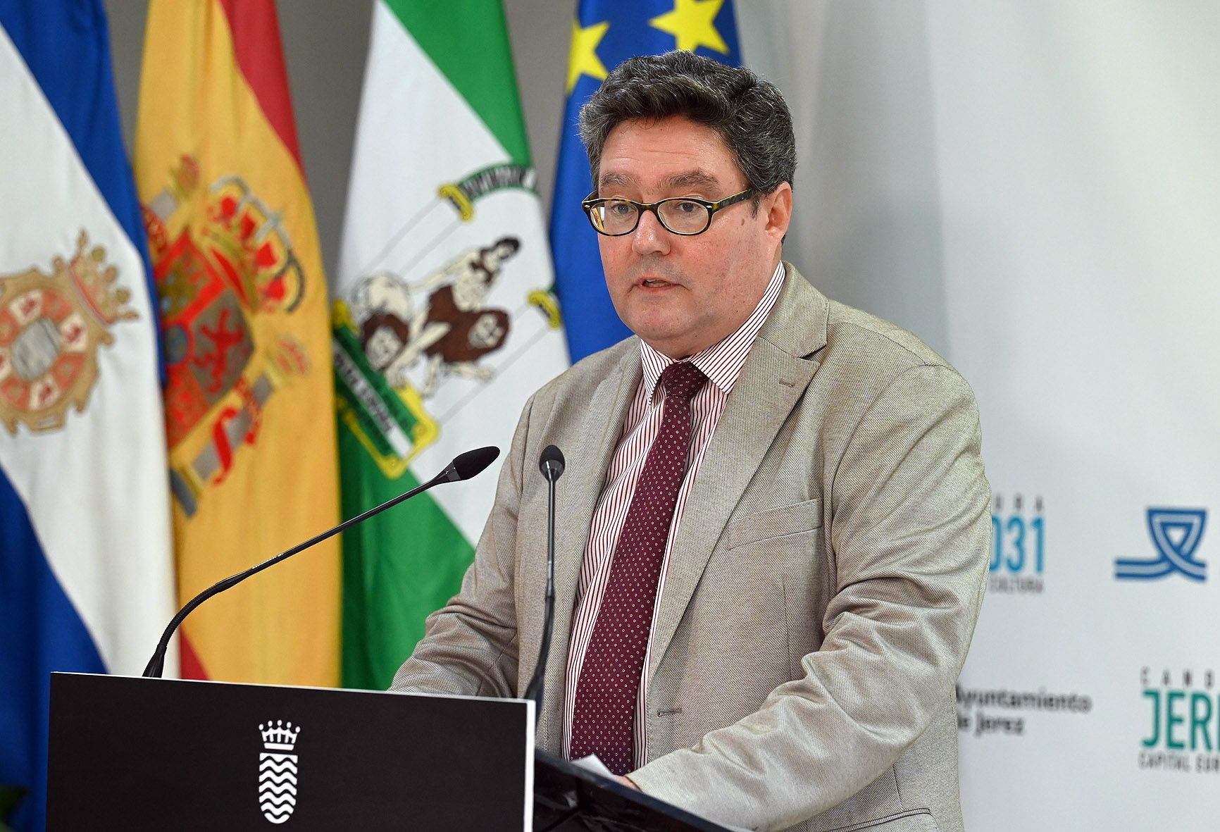 Aparicio en la rueda de prensa de 'Jerez Educa'.