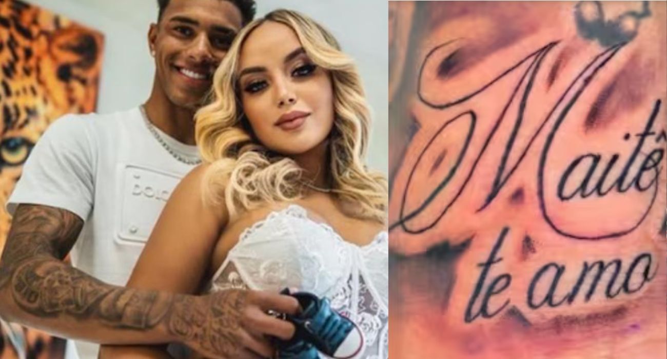 Vinícius, con la que era su pareja, y con el tatuaje de la que pensaba que era su hija.
