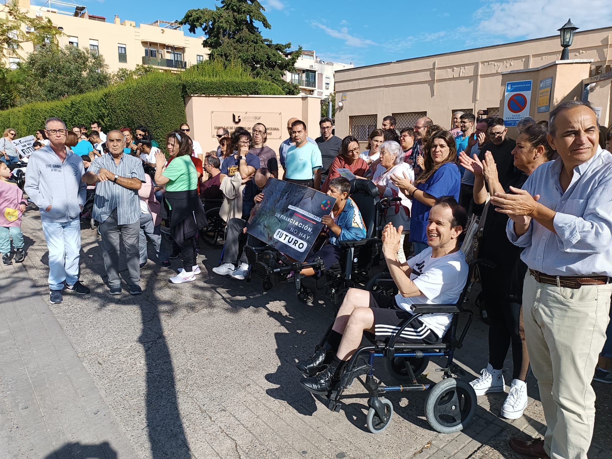 Detalle de la protesta de Upacesur en Jerez.