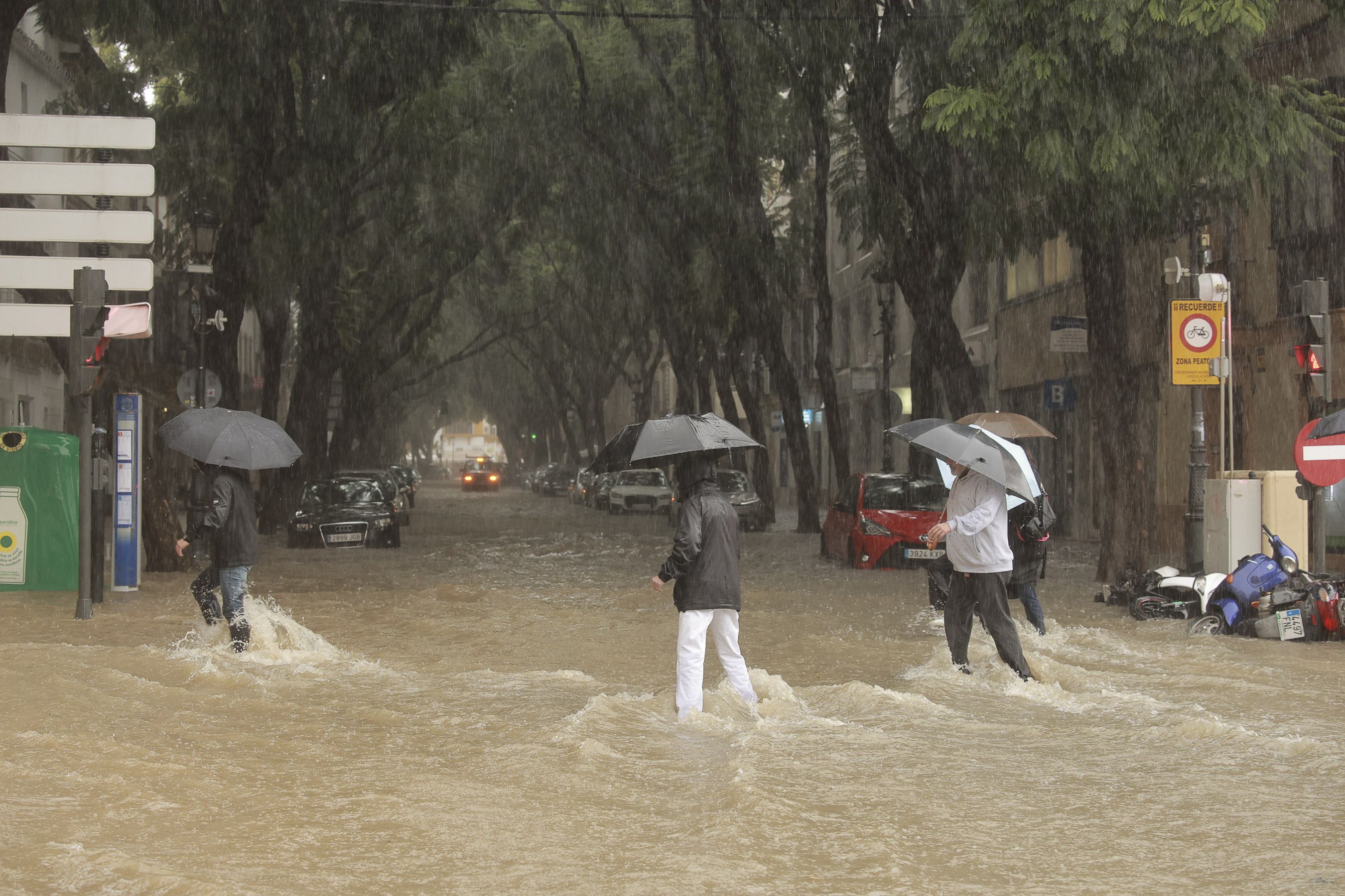 Una inundación en Jerez el pasado otoño, en Porvera.