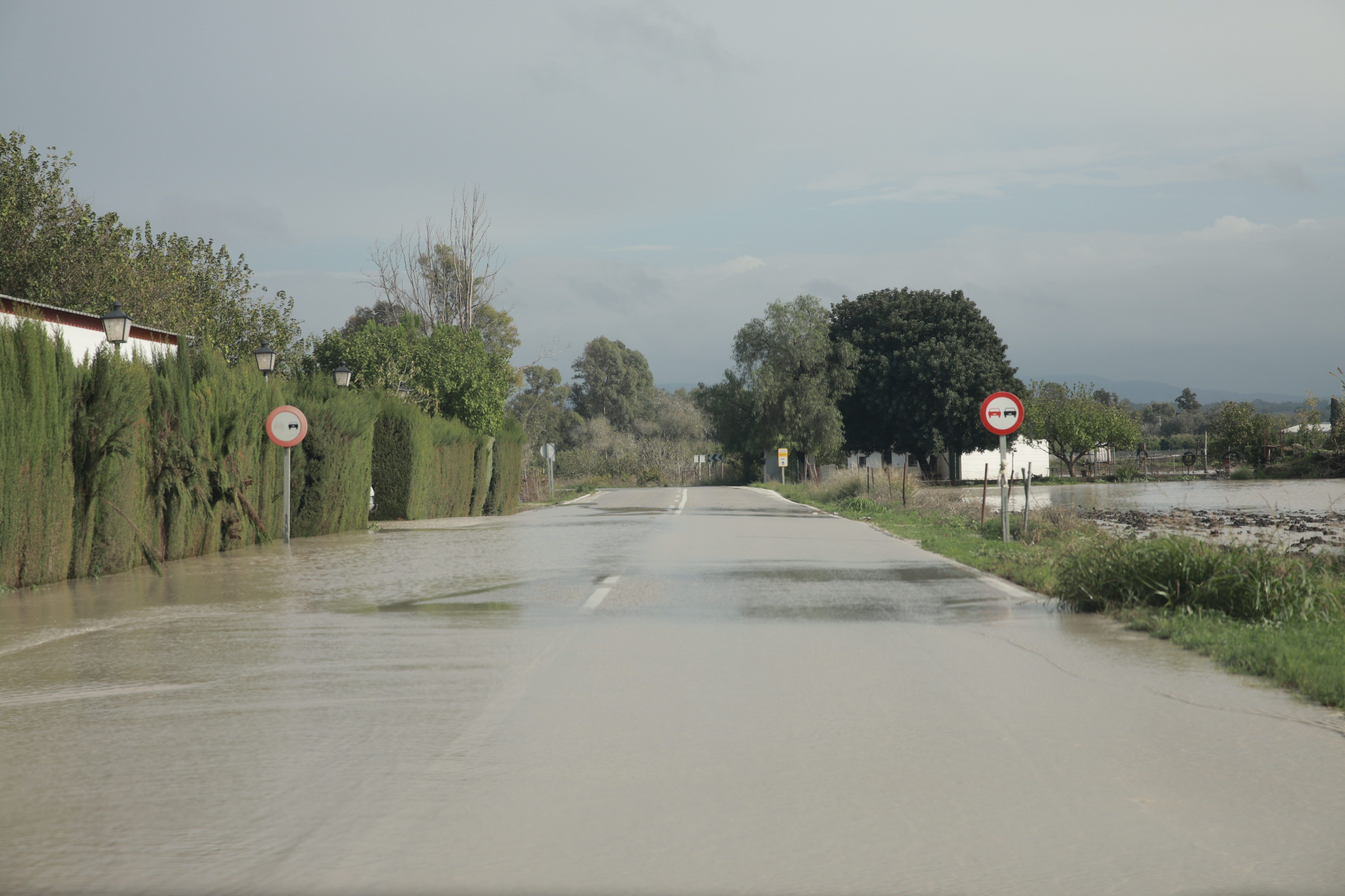 Crecida del río Guadalete a su paso por La Barca de la Florida. Los regantes de Cádiz, afectados.