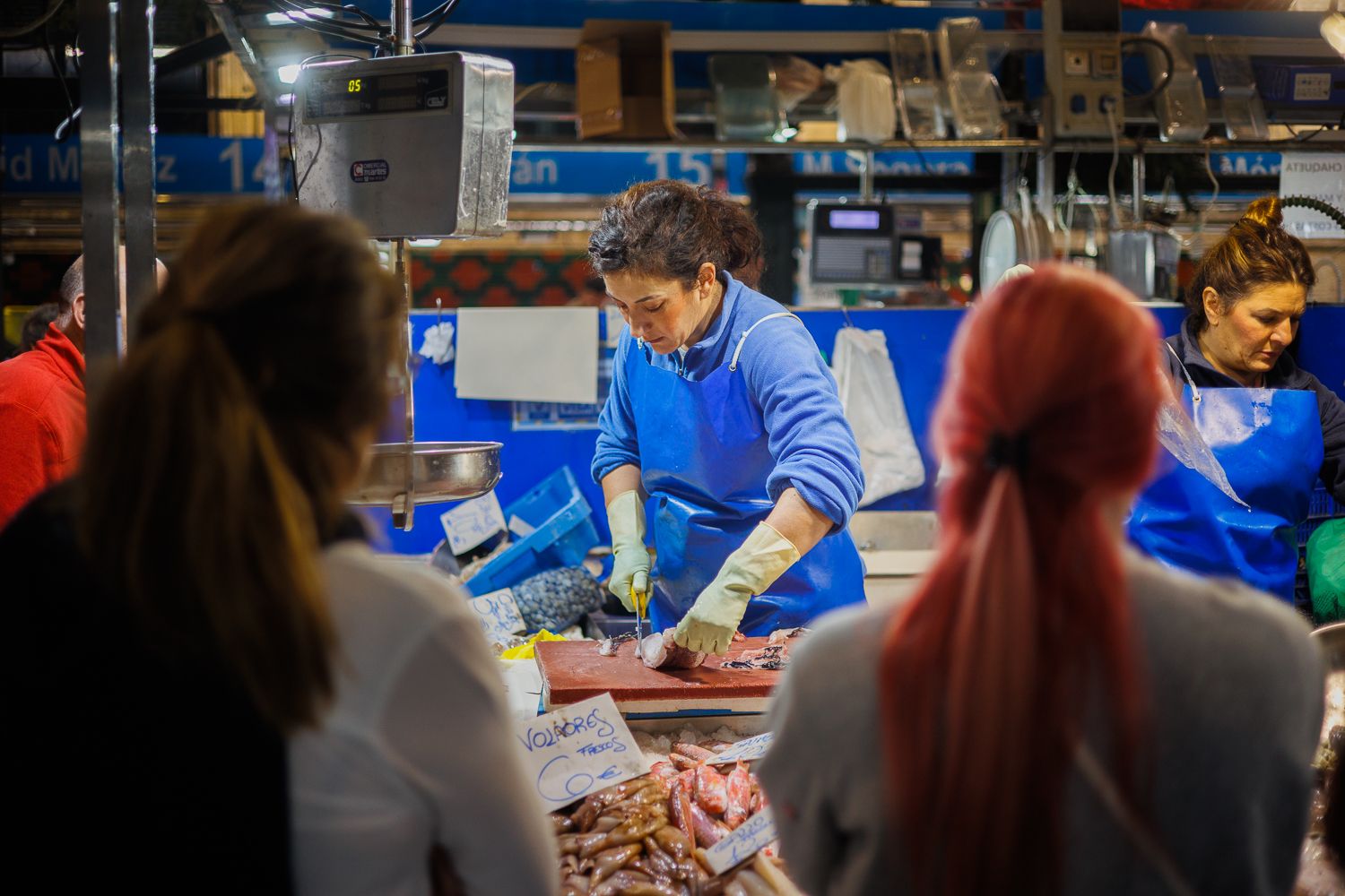 Un puesto en el Mercado de Abastos de Jerez.