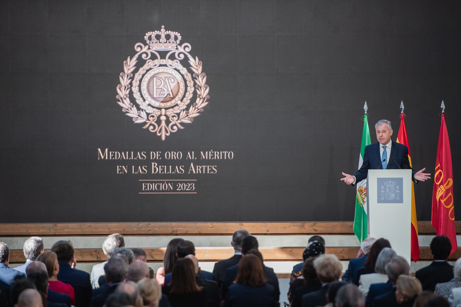 Acto de entrega de las Medallas al Mérito en las Bellas Artes 2023, en la Antigua Fábrica de Artillería de Sevilla