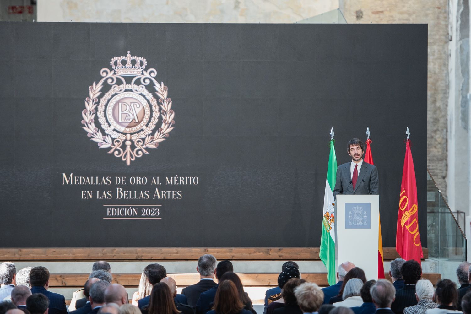 Acto de entrega de las Medallas al Mérito en las Bellas Artes 2023, en la Antigua Fábrica de Artillería de Sevilla