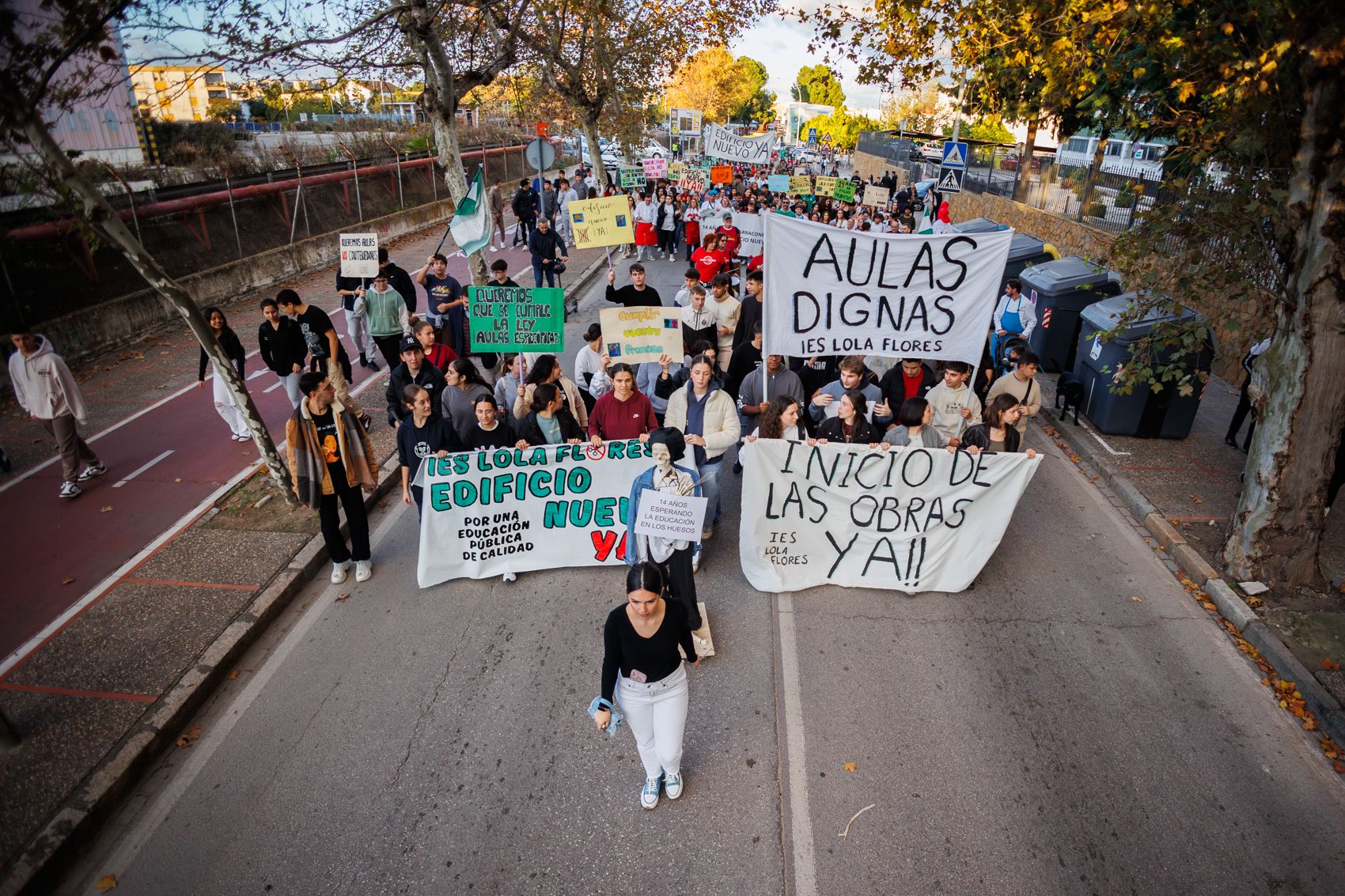 Manifestación para pedir aulas dignas en el centro jerezano.