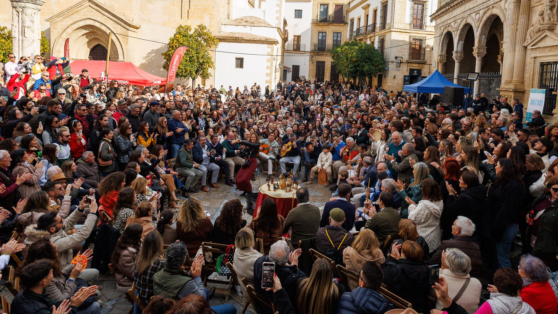 Zambomba BIC 2024 en Jerez, plaza de la Asunción 