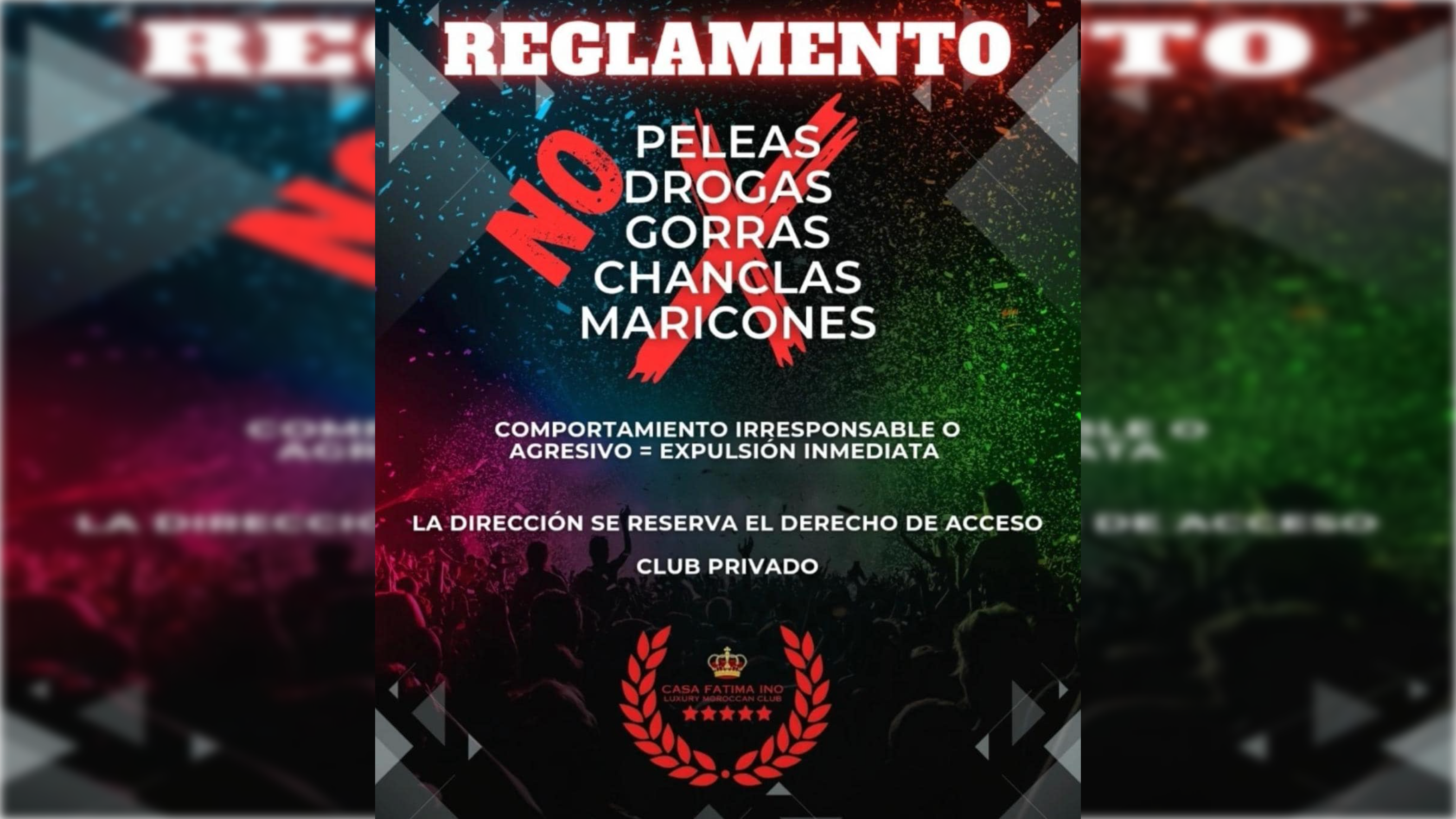 Las normas de una discoteca que va a abrir en Torremolinios. Las normas de una discoteca que va a abrir en Torremolinios.