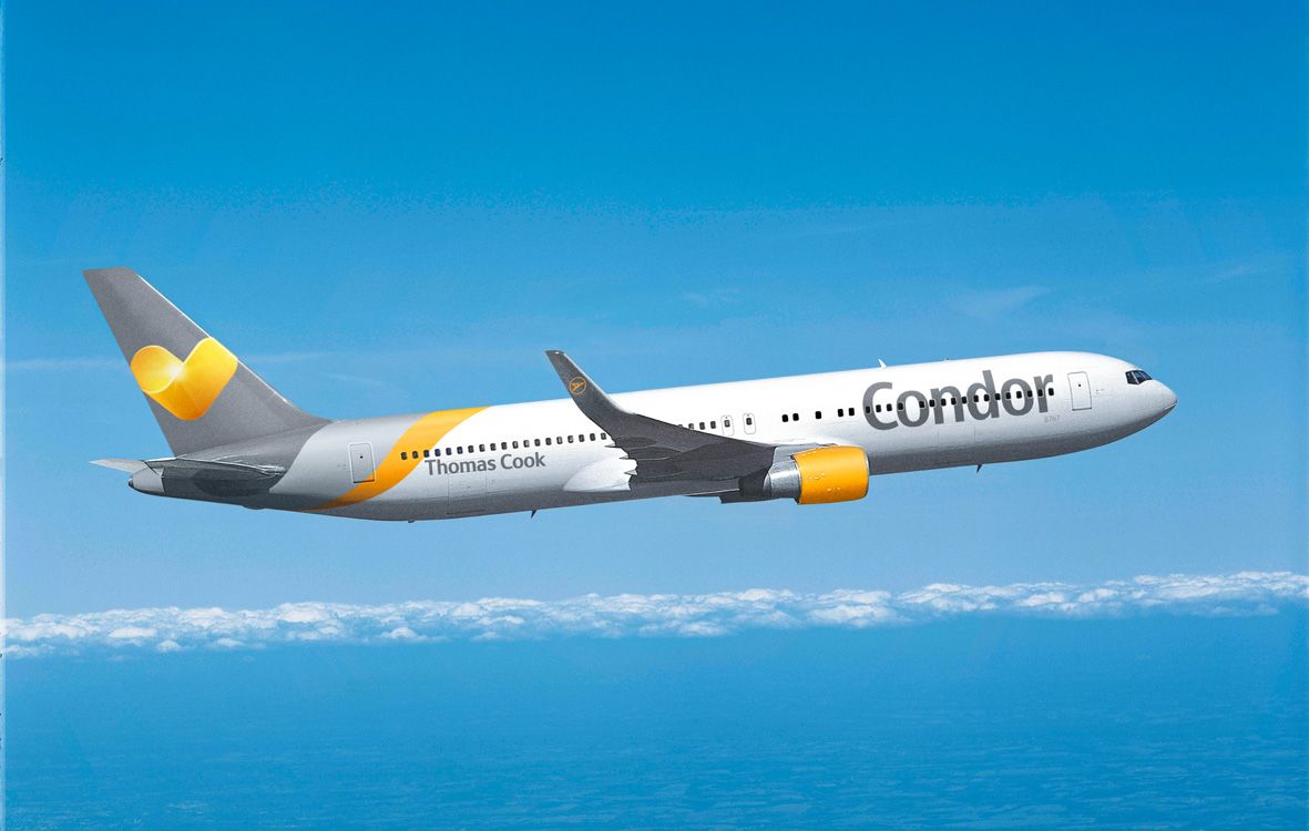 Un avión de la aerolínea Condor.
