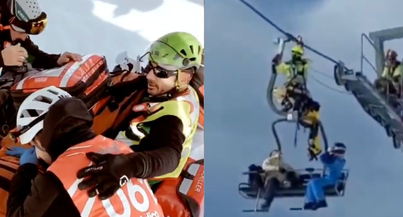 Dos imágenes de las labores de rescate de los equipos de emergencias en la estación de esquí de Astún. Dos imágenes de las labores de rescate de los equipos de emergencias en la estación de esquí de Astún.