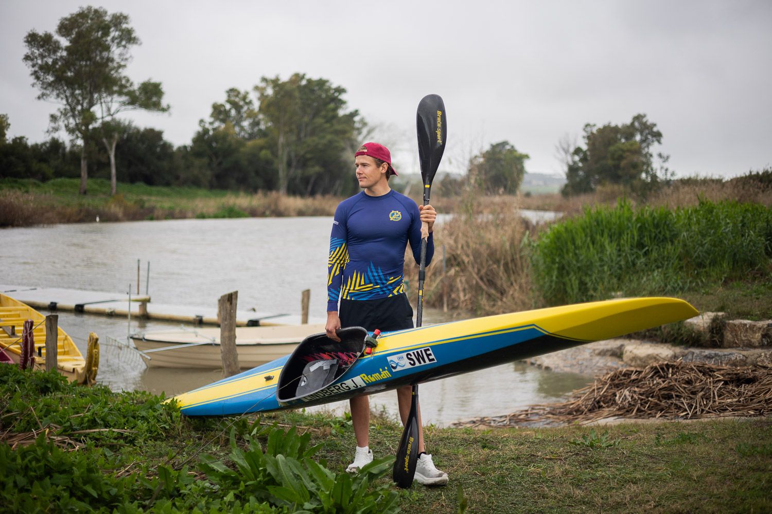 Joakim Lindberg, piragüista de élite que entrena en el río Guadalete. 
