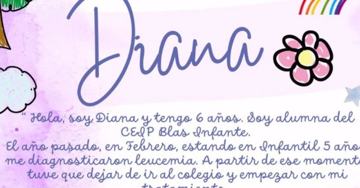 Una imagen con la historia de Diana, una niña de Jerez de seis años que lucha contra la leucemia.