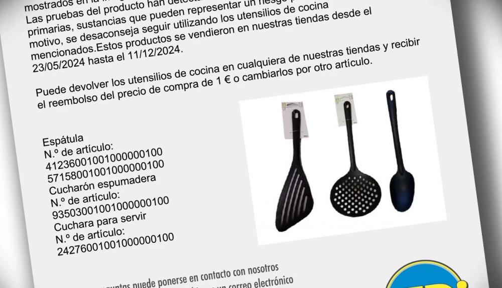 Utensilios de Tedi retirados.