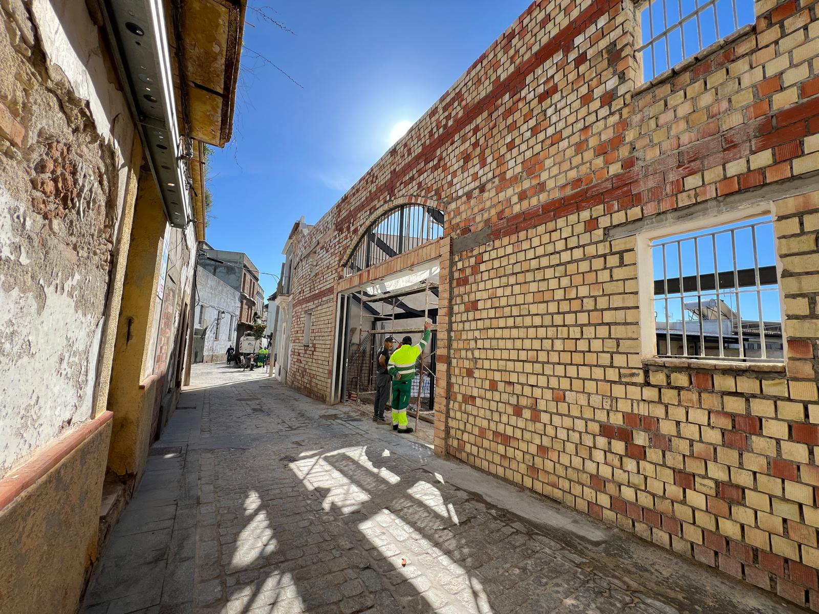 Obra en la calle Juana de Dios Lacoste, en el centro de Jerez.