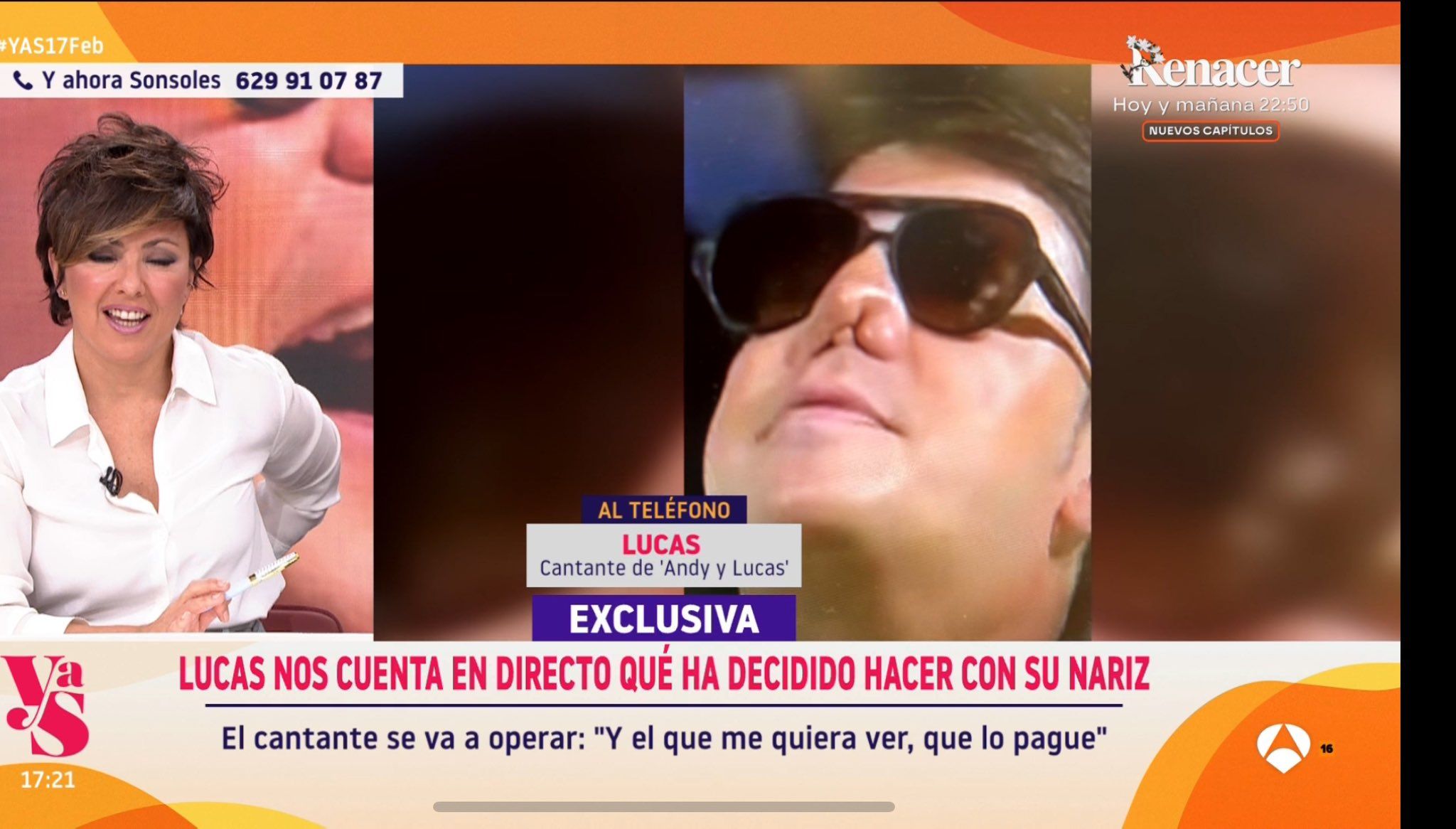 Imagen de Lucas en el programa de 'Antena 3'.