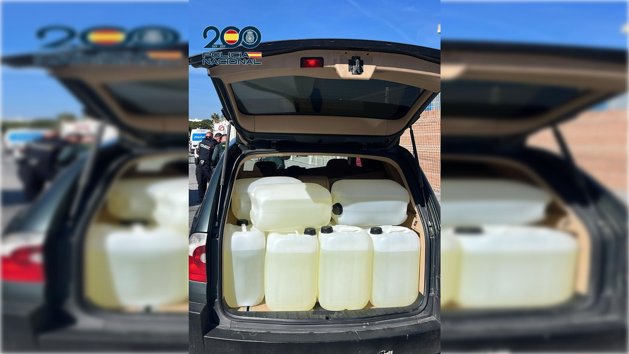 Gasolina incautada en Cádiz en una operación contra el narcotráfico.