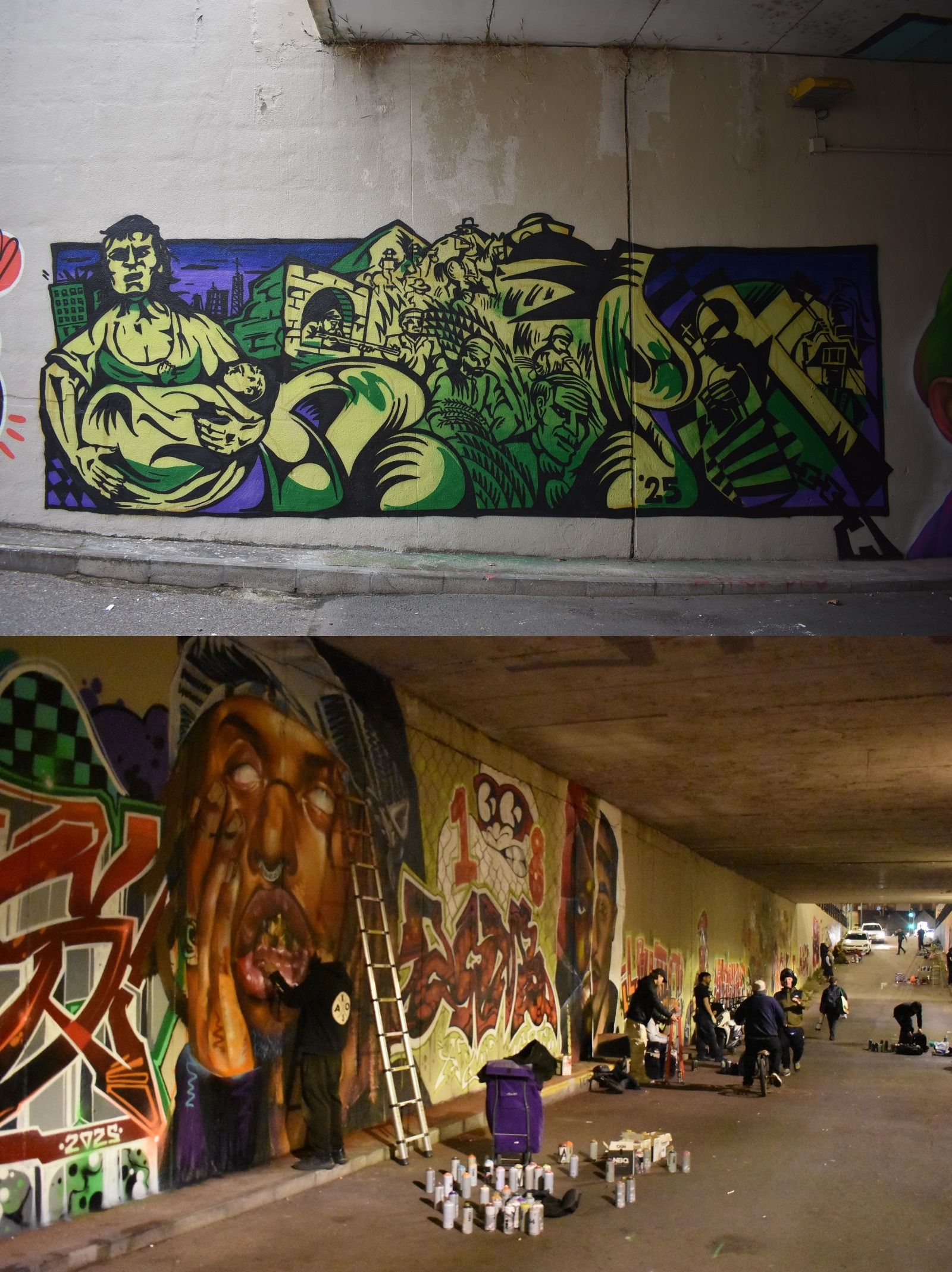 Una parte del mural grafitero.