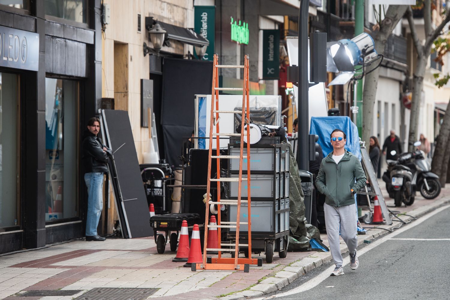 El rodaje de la película 'Nueve lunas', en Sevilla, este martes.