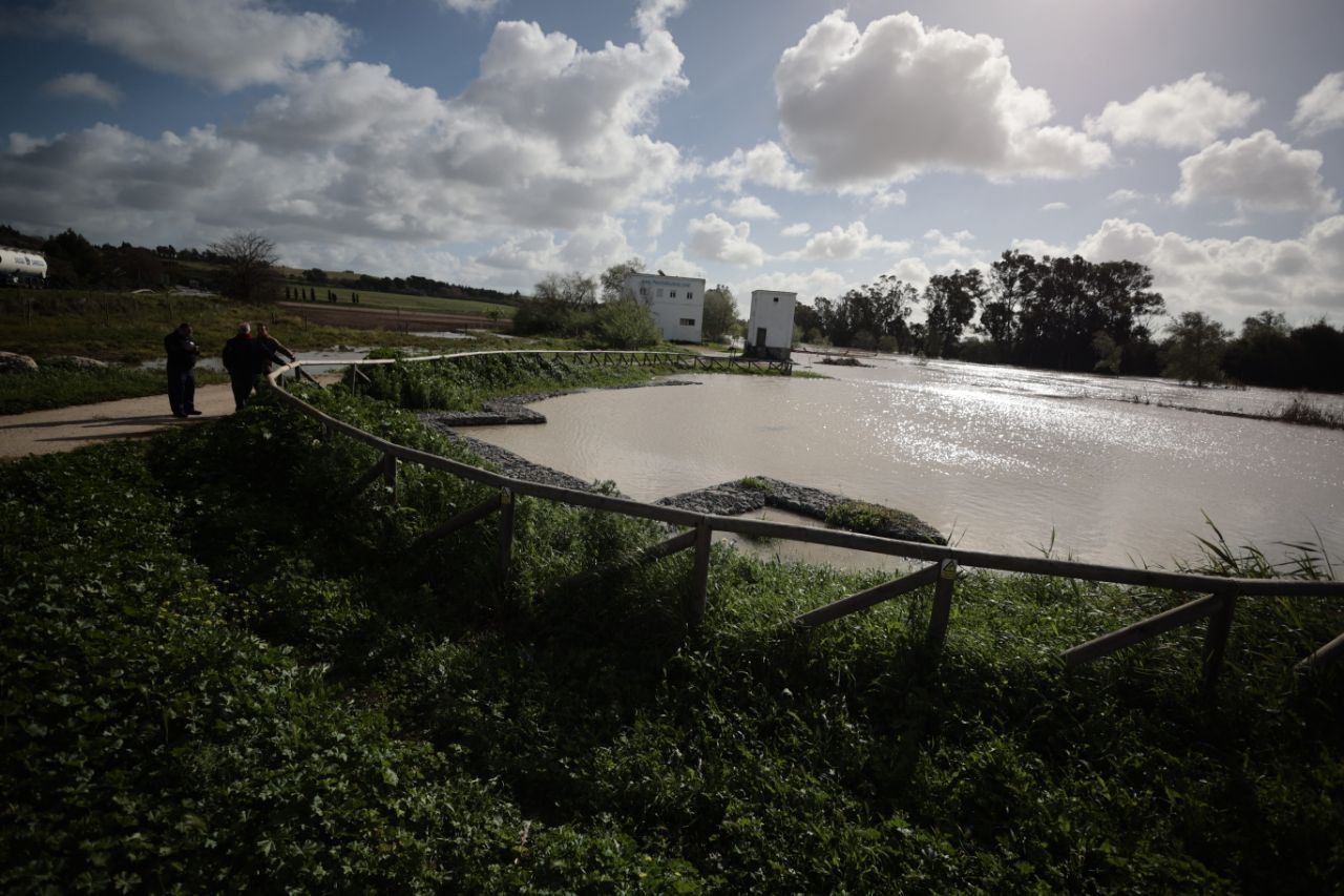 Estado de La Corta con la crecida del Guadalete.
